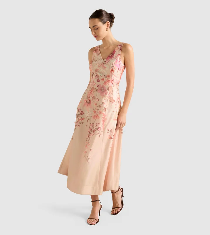 forever new  AUBREY Printed Sleeveless Midi Dress for Women | Best Price UAE